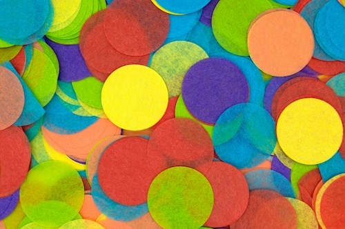Colorful pile of circles.